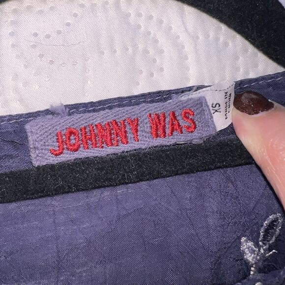 Johnny Was Tunic Top Size XS Blue Gray Floral Mayan Embroidered Blouse Boho - Picture 14 of 16